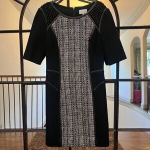 Milly Sheath Dress with Leather Piping and Bead Detail - Size M
